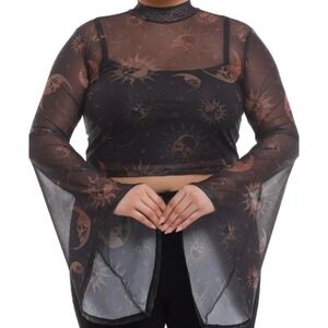 Cosmic Aura Skull Celestial Twofer Mesh Top