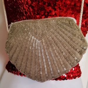 Beaded silver Clutch