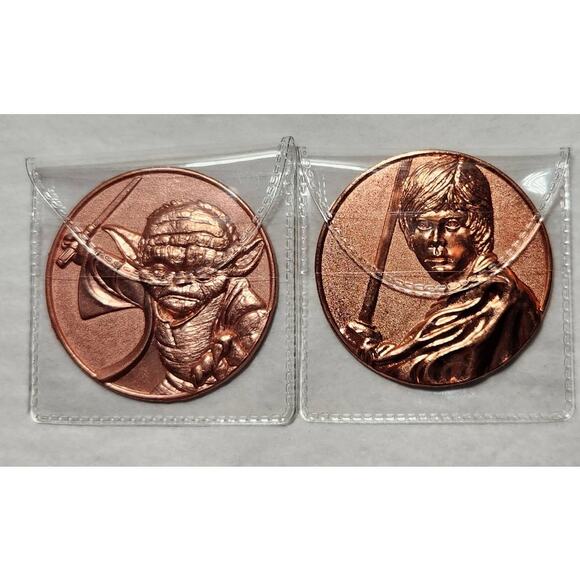 Star Wars Rare 7-11 California Lotto Promo Coin Lot 2005 Yoda And Luke Skywalker - Picture 1 of 6