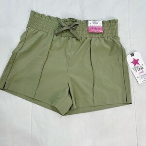 VANILLA STAR• Girls Olive Green Pull On Shortie High Rise Elastic Waist Shorts L