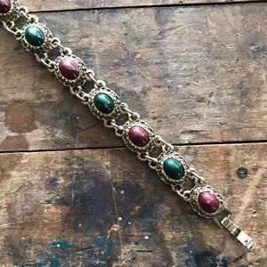 Vintage bracelet cabochon stone gold tone