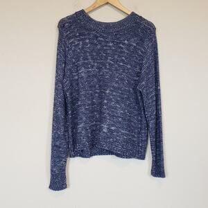 Susina Blue Marled Pullover Sweater Women's Medium Cozy Cottage