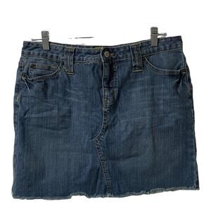 The Limited Y2K Raw Frayed Hem Denim Jean Skirt Women's 10 Medium Rinse