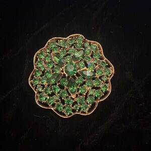 Vintage Emerald Green Rhinestone Brooch - 1950s/Mid-Century Glamour