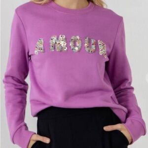 AMOUR Endless Rose sequin sweatshirt size small in plum NWT