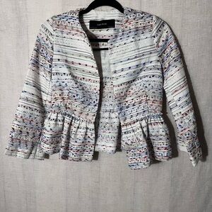 💖 Zara Basic Tweed Shimmer Metallic Peplum Lightweight Jacket Size Small