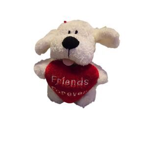 Gund Friends Forever Sissy White Dog With Heart Plush Bean Bag Stuffed Toy 4in