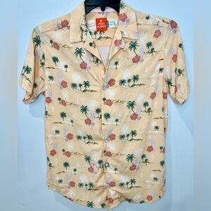 FREE PLANET | Mens Tropical Hawaiian Beach Casual Button Down Shirt Small NWT