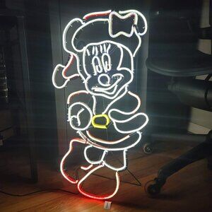 Disney Lighted Yard Sign LED Neon Style Minnie Mouse Christmas Decor 30" w Stand