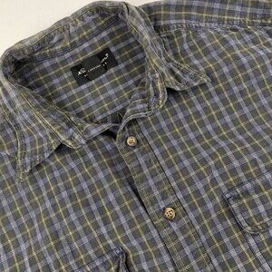 Eddie Bauer Long Sleeve Button Up Shirt Men’s XL Heavy Cotton Blue Green Check