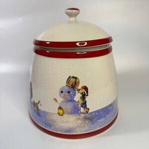 Williams Sonoma Nordic Elf Stoneware Christmas Cookie Jar Canister