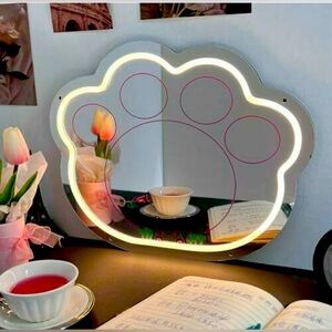 Kitty Cat 🐱 Paw Neon Light Up Safety Mirror