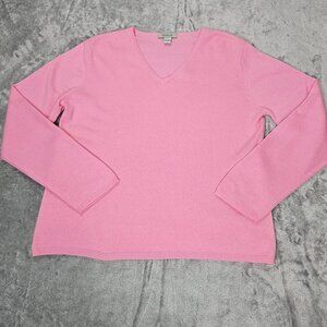 Geneva Sweater Womens XL P Petite 100% Cashmere Pink V Neck Soft Hong Kong