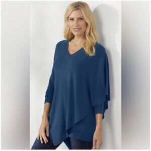 Soft Surroundings Top Womens Small Madeline Tunic Mykonos Blue Cape Overlay