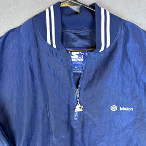 Vintage Starter Pullover Windbreaker Jacket Size XL Blue 1/4 Zip Nylon Made USA