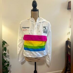 Polaroid Throwback Cropped 1/4 Zip Pullover Windbreaker Size M