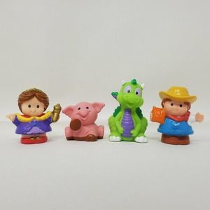 Little People Fisher Price Lot‎ Of 4 Dragon Pig Girl Boy Cowboy Small Animal