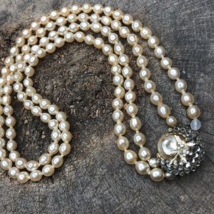 Vintage 50s necklace costume pearl double strand