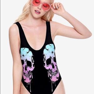 Hot Topic Bathing Suit Women's Size Medium Ombre Candy Skull One-Piece NWT