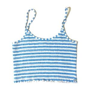 ME to We crop ruched seersucker tank top ruffle