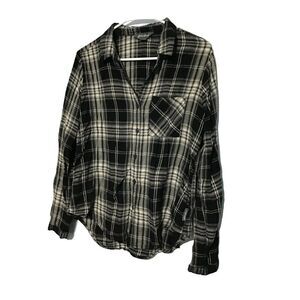 Eddie Bauer Size MED Black White Plaid Long Sleeve Women's Button Down Shirt