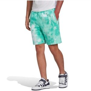 Adidas Men's Essential Tie Dye Sweat Shorts Hi-Res Green Multicolor Size M