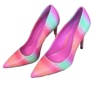 Mix No. 6 Vibrant Ombre-Snakeskin Like Texture Stiletto Heels Size 8 1/2M