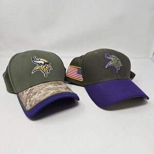 New Era Minnesota Vikings (Lot Of 2) Baseball Hats L/XL Football NFL Camo Flag