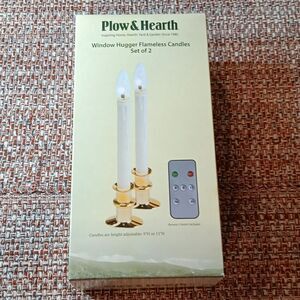 New P&H Window Hugger Flameless Candles Set Of 2. Adjustable With Remote. Pewter