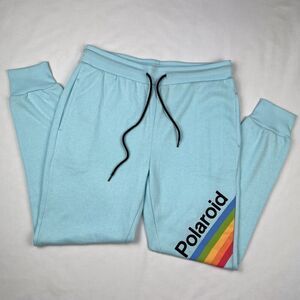 Polaroid Medium Baby Blue Cotton Blend Drawstring Sweatpants