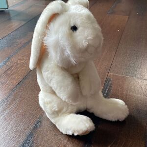 GUND vintage fluffy white bunny rabbit realistic plush stuffed animal