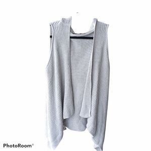 DONNA KARAN Open Knit Sweater Oversize Vest XS