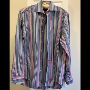 Vtg Etro men's vertical striped button down Milano