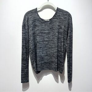 Rag & Bone Heathered Grey/Black Long Sleeve Open Back T- Shirt Size XS          