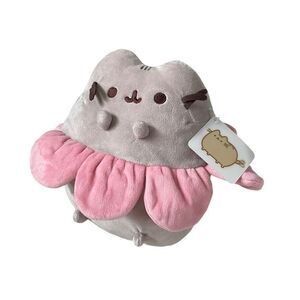 Gund Pusheen Flower Petal Plush 9" Gray Cat Pink Skirt Soft Stuffed Toy Animal