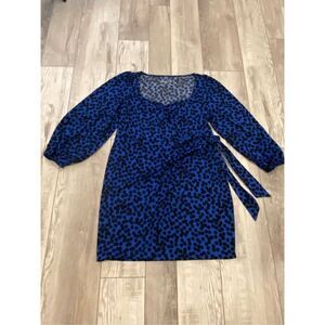 AVA & VIV plus size black and royal blue polkadot, dress size 2X