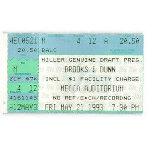 Vintage 1993 Brooks & Dunn Concert Ticket Stub Milwaukee WI