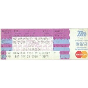 1998 Bob Dylan Joni Mitchell Van Morrison Full Complete Ticket Stub Anaheim CA