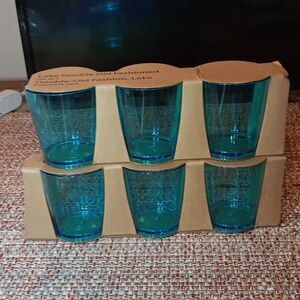 Plow & Hearth Lake Blue Acrylic Short 15oz. Tumblers Set Of 6 New