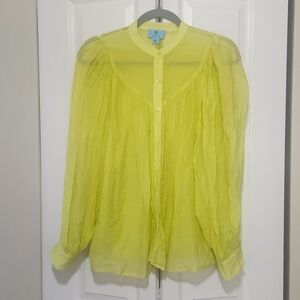 CeCe : bright green: billowy gauze like top: Size medium