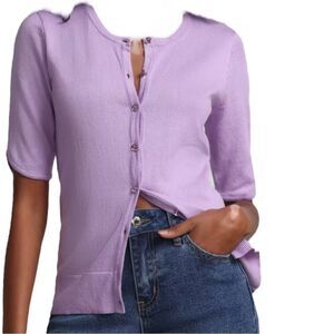 Lilac cardigan crew neck