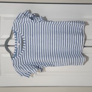 Jay and Delancey: Size large: light blue and white striped: flutter sleeve