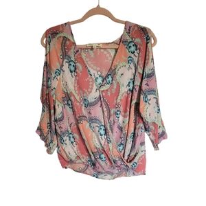 Maven Cold Shoulder Wrap Blouse