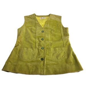 vintage skylark shanghai china green corduroy academia vest