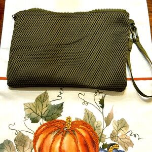 Dagne Dover Olive Green Air Mesh Zipper Large Zipper Pouch