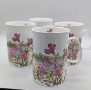 Dunoon Red Campion Fine Bone China 10 Oz Mug Set English Wildflowers Jane Fern