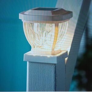 New Wavy Glass Solar Post Cap Lights Set Of 2 White By Plow & Hearth New