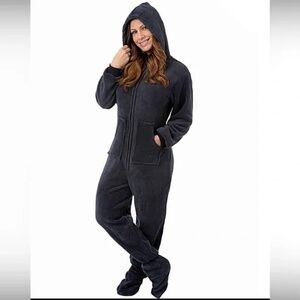 Pajamas S Sleepytime Pjs Black Fleece Hooded Footed Onesie One Piece Sleep Suit