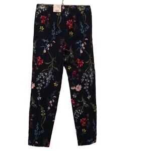 🛍 3/$18 Time and Tru Navy Print Fitted Pants Woman Size 8 Ankle Side Vent