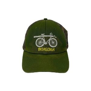 Patagonia Snow Cycle Bike Snapback Mesh Trucker Hat Green